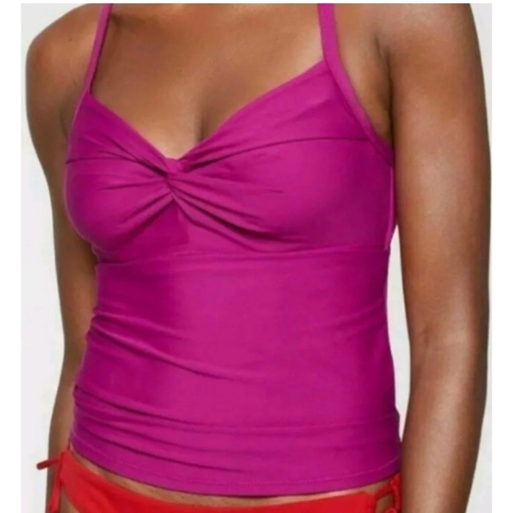 Athleta Twist Up Tankini Top Swimwear Wild Berry 34B/C